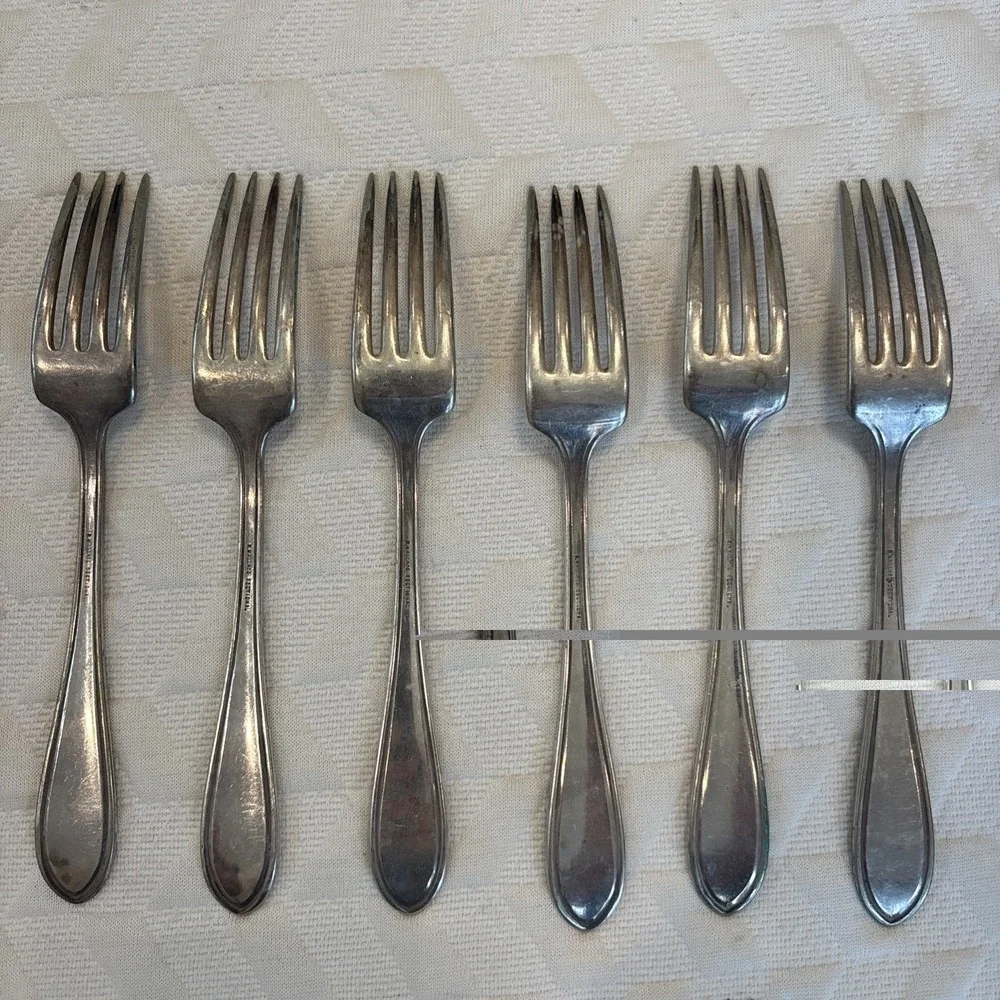 Vintage R Wallace Sectional Flatware Fork Lot (10)Dinner Forks Salad/Fish‎ Forks